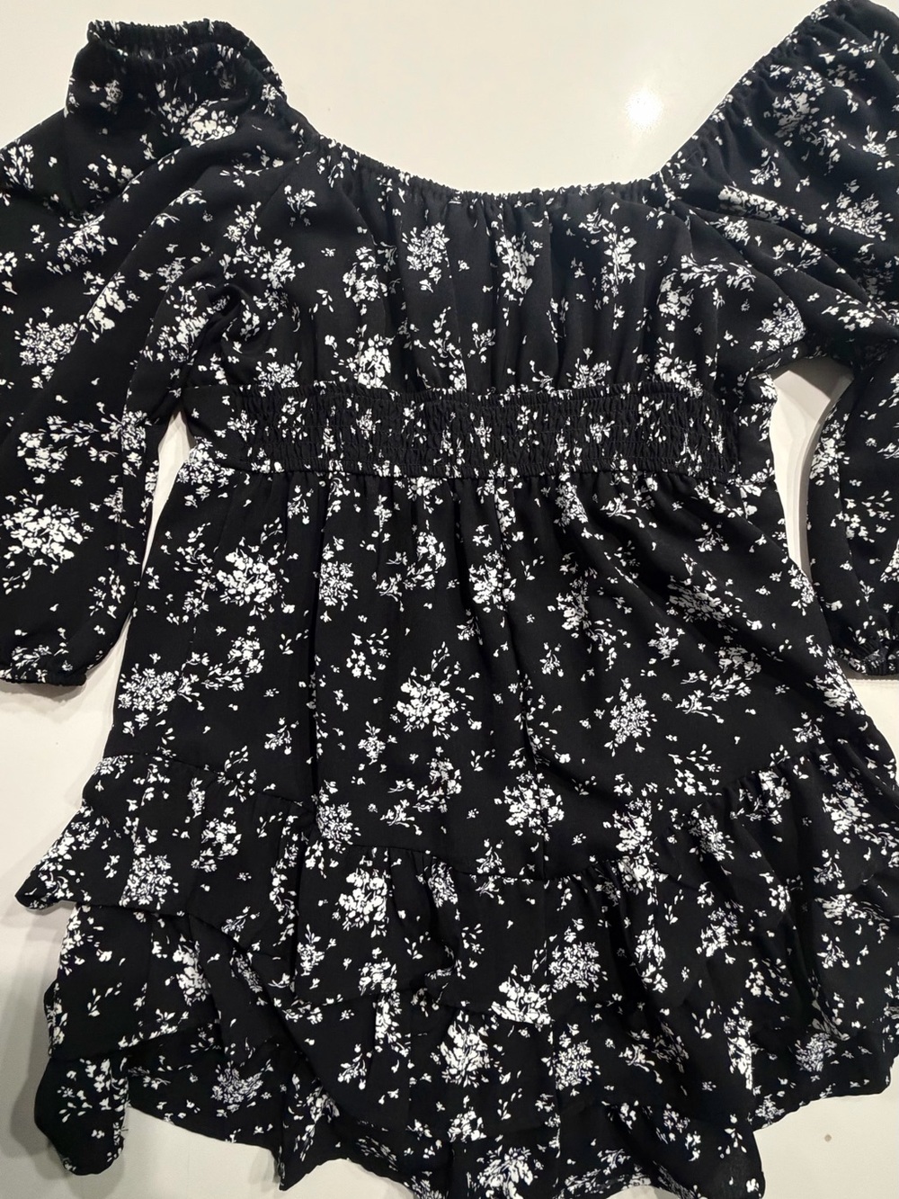 Inspired Hearts Black Mini Dress with White Floral